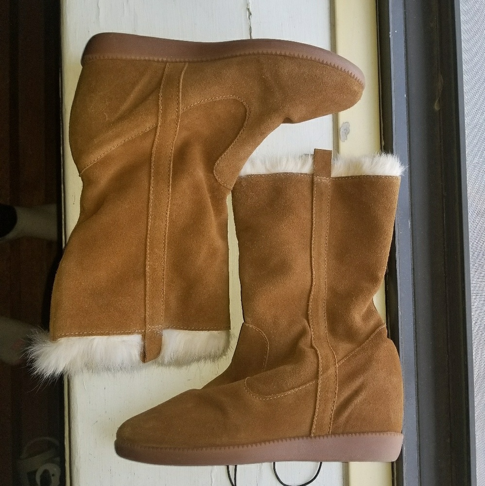 SHUTZ Suede and rabbit fur winter boots